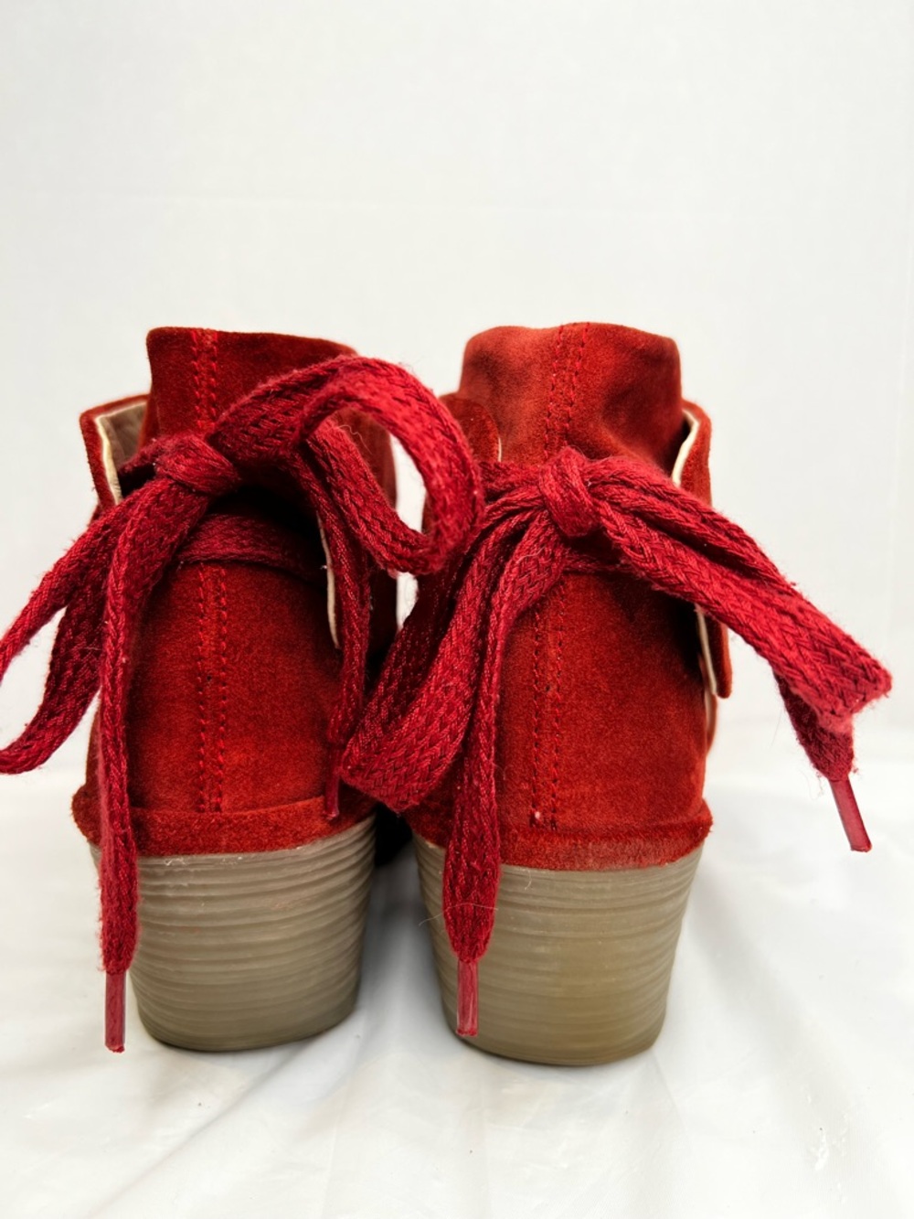 Fly London Yema Suede Wedge Sandals Women’s 40 (9-9.5) Scarlet Peep Toe - Picture 4 of 10